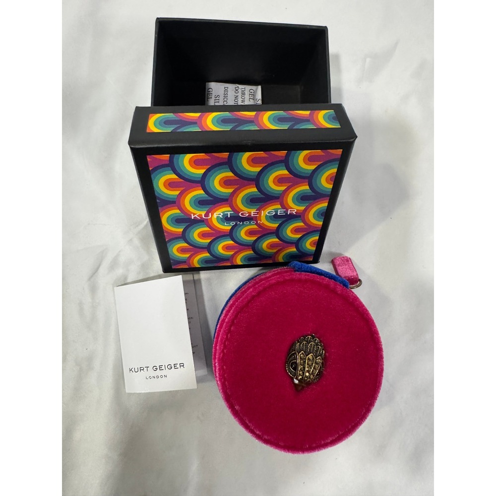 Kurt Geiger London Small Round Velvet Jewellery Box Multicolor Eagle Head#1036